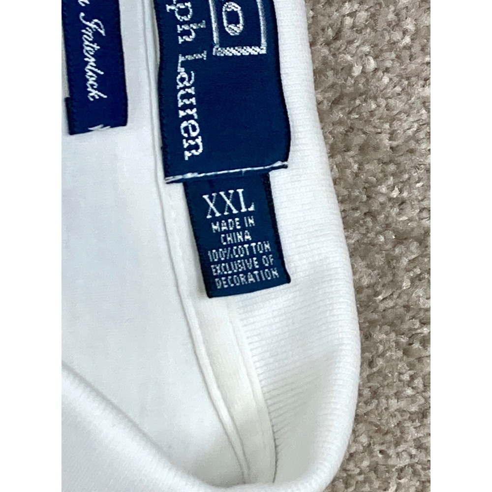 Polo Ralph Lauren Polo Shirt Mens XXL White Cotton Classic Pony Logo Old Money - Picture 9 of 10